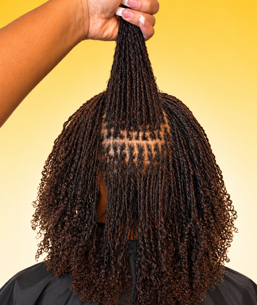 Microlocks with neat grid parts lifted to show the scalp