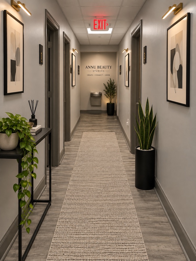 Hallway to the private suites